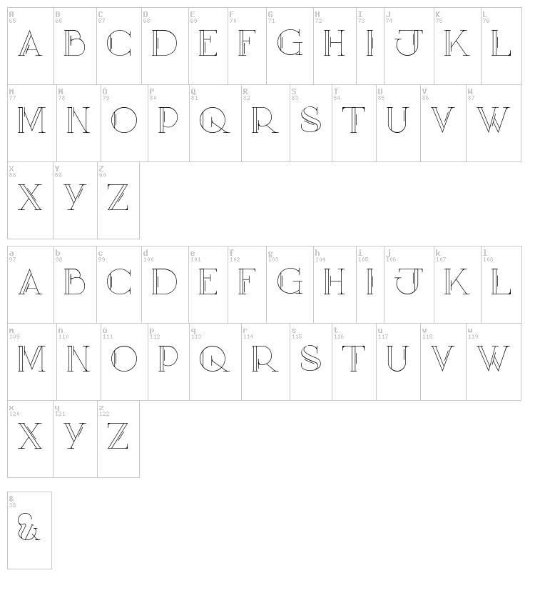 Mary Caps font map